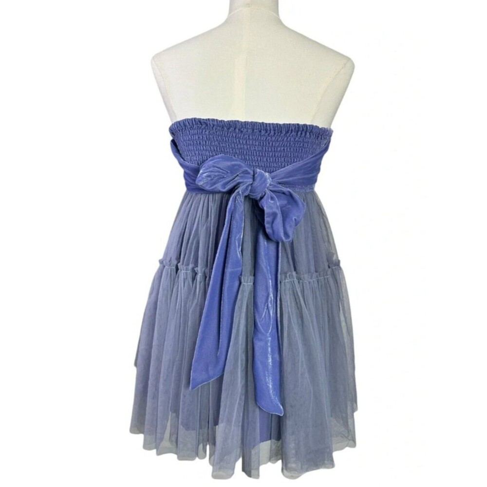 Free People Theo Puff Mini Dress Periwinkle Strapless Tulle Coquette Party S - Picture 9 of 10